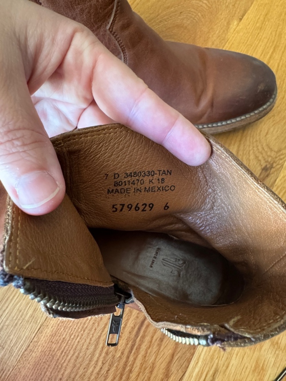 Men's Brown Frye Leather Zip Ankle Boots - Picture 5 of 5